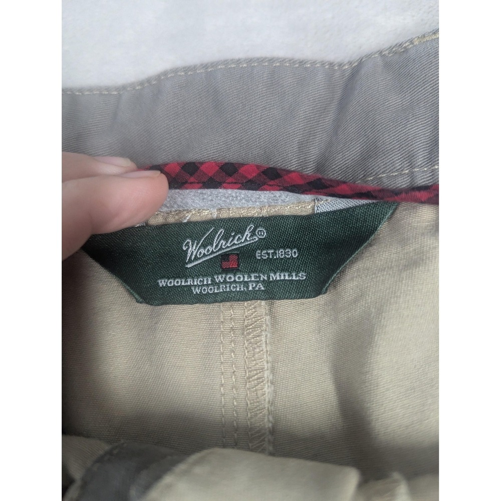 Woolrich Khaki Pants Mens 38x32 Beige Straight Leg 100% Cotton Canvas Chino - Picture 3 of 14